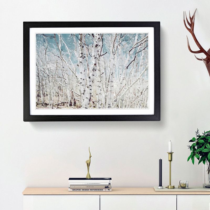 Birch Trees in Utah in Abstract - Picture Frame Graphic Art Print, 27cm H x 36cm W x 2cm D, Black Framed