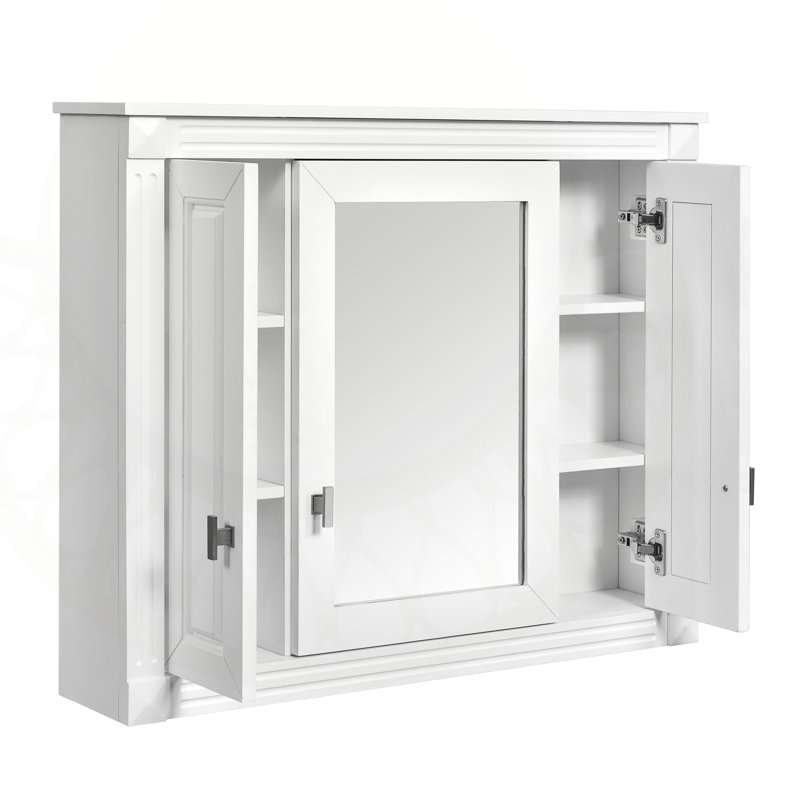 Armoire de salle de bain avec miroir, armoire à pharmacie murale avec 4 tablettes, rangement pour porte de toilette en miroir
