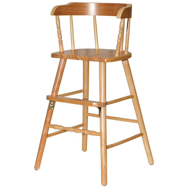 Solid Wood Amish Style Youth Chair for Dinning, Desk, Kitchen High Chair with Foot Step & Arm Rest (Blue, White, Unfished, Clear Coated, & Light Walnut)