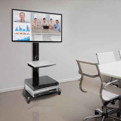 Tv Rolling Cart With Two Shelves
