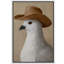 Oiseau fantaisiste portant un chapeau de cowboy sur fond neutre - reproduction d'art sur toile encadrée-152557146-152557141