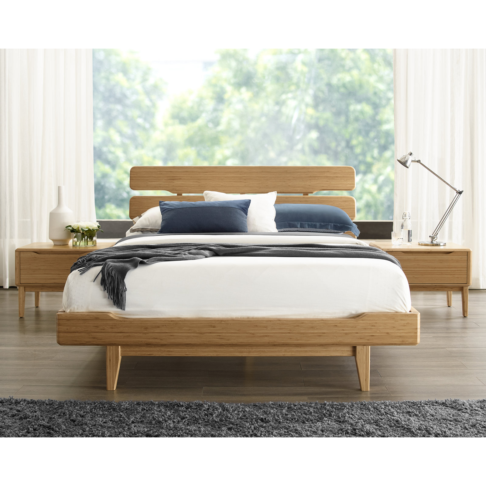 Lacey Solid Wood Slat Bed, Queen, Caramelized