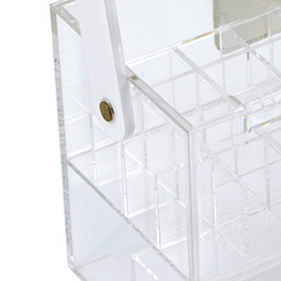 Makeup Storage Box W Handle, 9 Inch Clear See Thru Acrylic Organizer