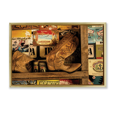 Western Boots on Shelf Floater Canvas by JG Studios