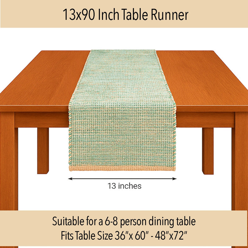 Chemin de table Pingham, 90 po x 13 po, Beige/vert