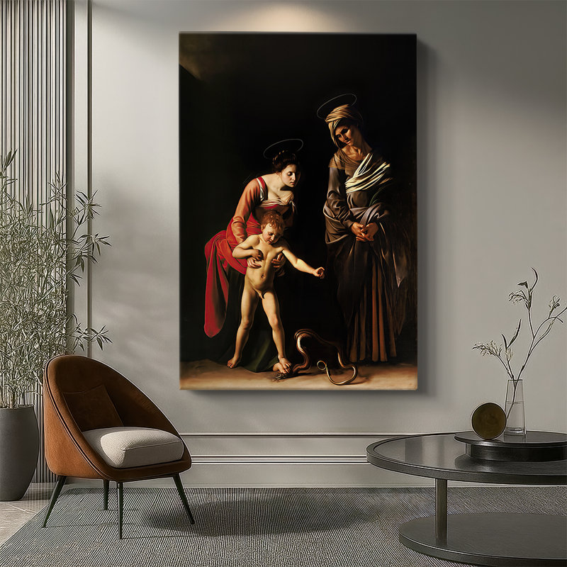 Madone et l'enfant avec Sainte Anne (Dei Palafrenieri) - Toile tendue avec châssis par Caravaggio, 40 po x 60 po