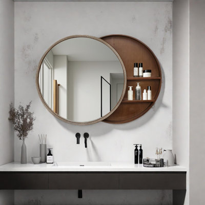 Miroir mural coulissant avec tablettes de rangement pour la salle de bain et le vestibule