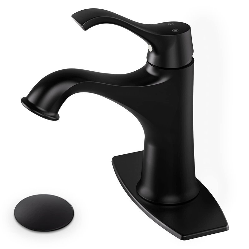 Single-Hole Single-handle Bathroom Faucet with Drain Assembly, Matte Black