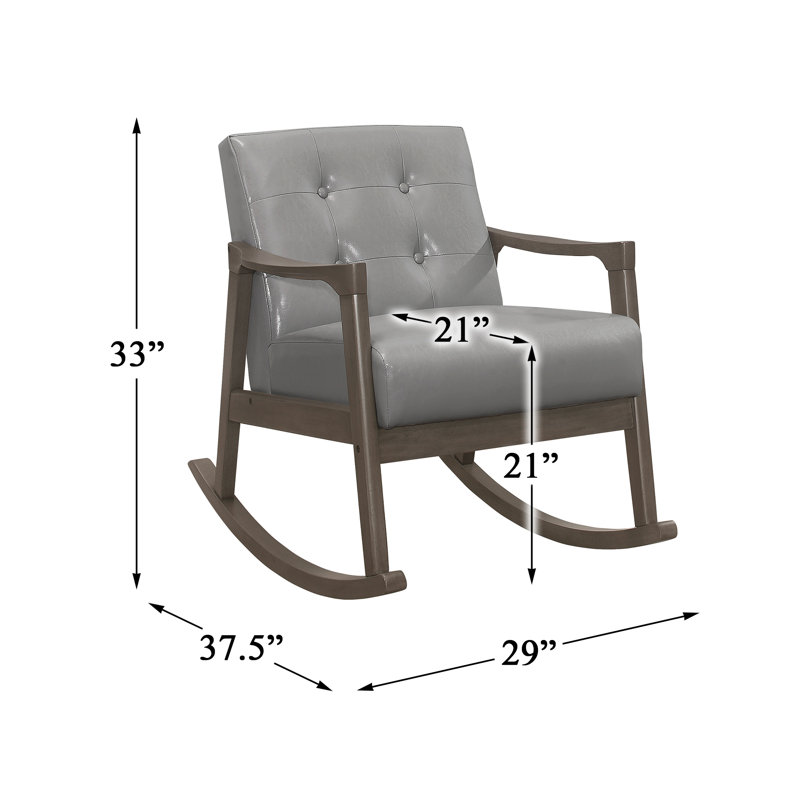 Fauteuil capitonné en similicuir de 37,5 po Odelle, Similicuir gris