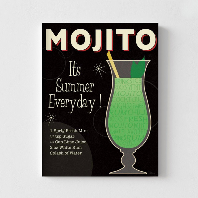 «Cocktail Hour IV» par Pela Studio, affiche de recette impression de mojito vert vif, impression d'art de signe Mojito, décoration murale Minibar, boisson forte