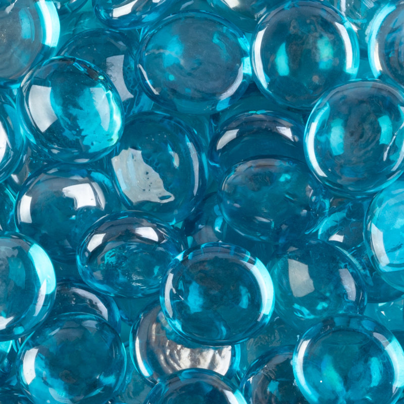 Roches en verre pour foyer d'extérieur 10 lb - Marbres en verre 3/4 po pour foyers, paysages, aquariums ou vases, Bleu aqua