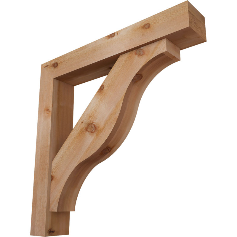 Funston Block Bracket w/ Offset Brace, 48 x 48, 8"W Western Red Cedar (Rough Sawn)