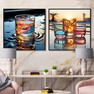 Cocktail Drink Tropical - Drinkware Square Collage Set Of 2