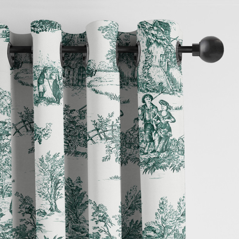Jardin Du Jouy Toile, 50" W x 120" L, Evergreen