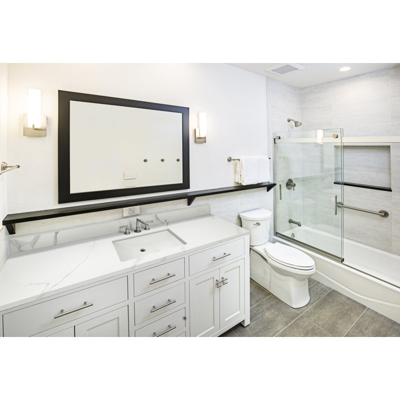 61 in. White Marble Bathroom Vanity Top with Single Sink
