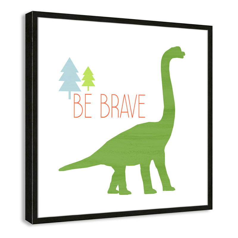 Dino Brave 1 ', art encadré, 26.5" H x 26.5" W x 1.18" D, Cadre boîte à grain de bois noir