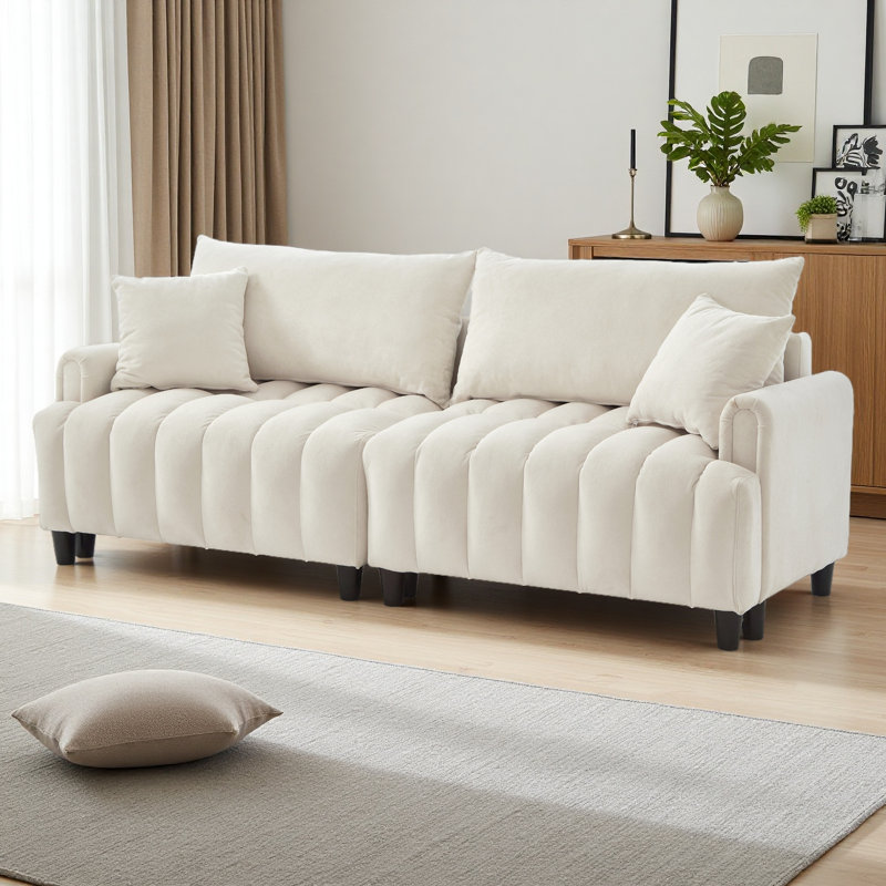 Canapé-lit futon de 83 po, canapé-lit confortable en polyester avec 2 coussins carrés, canapé-lit convertible avec dossier réglable