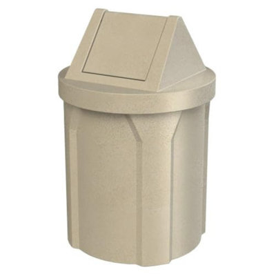 Poubelle commerciale intérieure ou extérieure en plastique recyclé 42 gallons Sturdy Essentials avec couvercle pivotant facile d'accès | Résistance industrielle | Pour les écoles et les entreprises - Granit beige