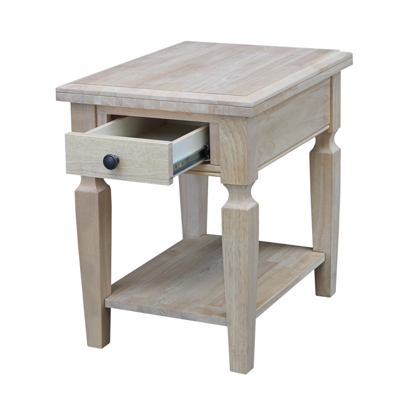 Briseno Solid Wood End Table with Storage, Unfinished