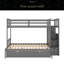Lit superposé simple au-dessus de double / double, lit inférieur convertible, tablettes de rangement et tiroirs-1920013644