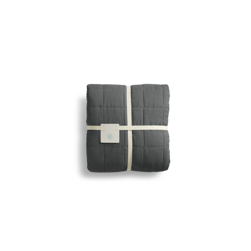 Ester Bedding Set, Queen Quilt + 2 Queen Shams, Charcoal