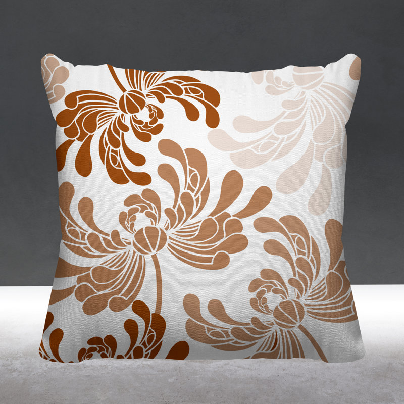 Coussin décoratif intérieur / extérieur Maina, L 15 po x H 15 po, Orange brûlé