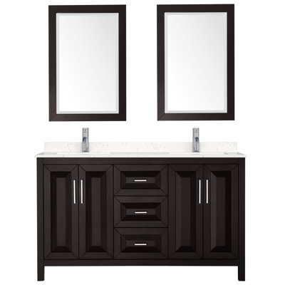 Daria 60'' Double Bathroom Vanity with Carrara Marble Top