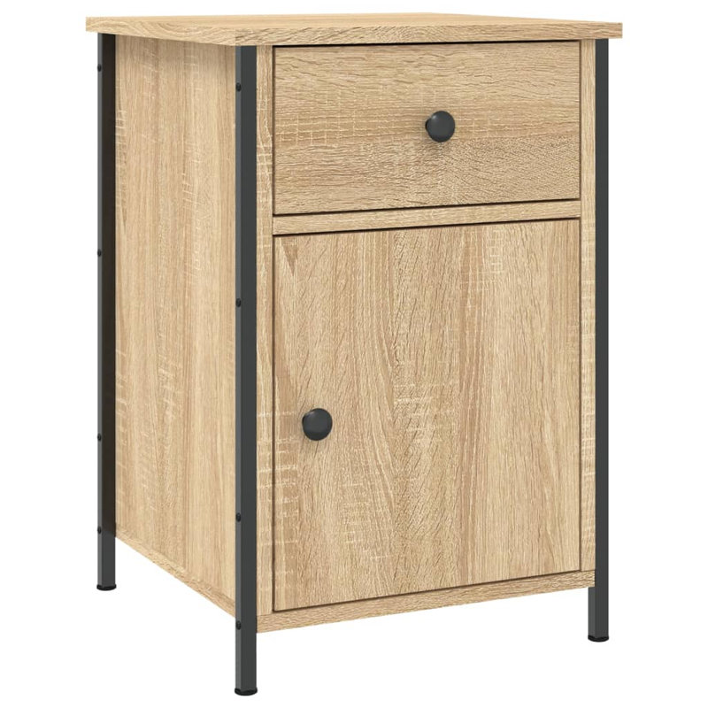 Maybritt 40cm W Iron Bedside Table, Set of 2, Sonoma Oak