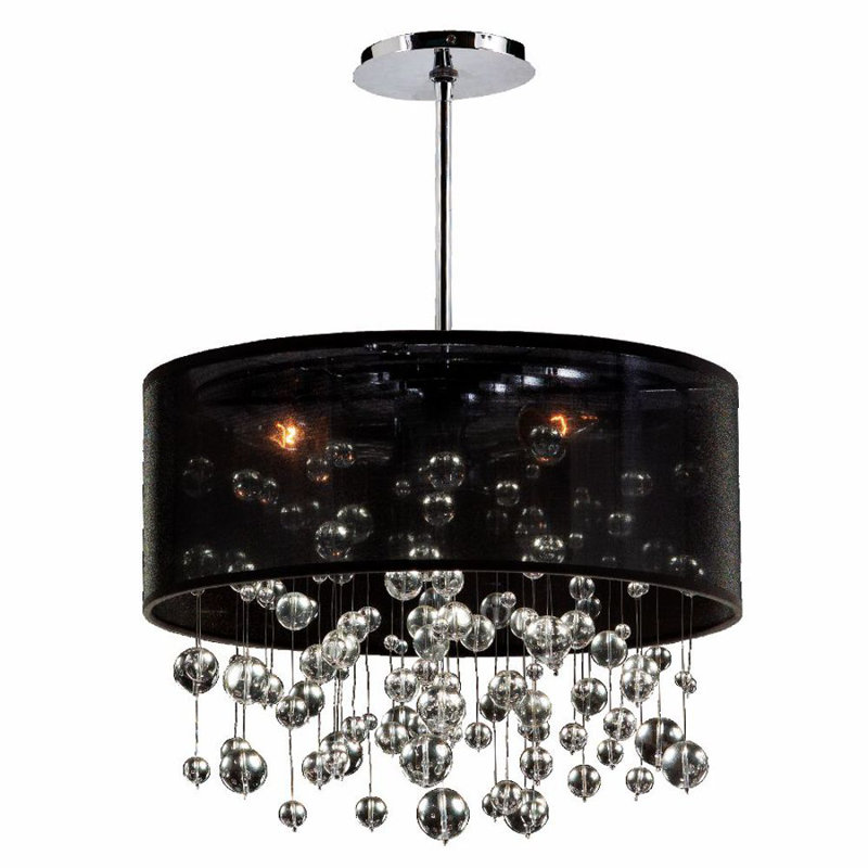 Lustre tambour 3 lumières, Noir, H 10,5 po x l 15 po x P 15 po