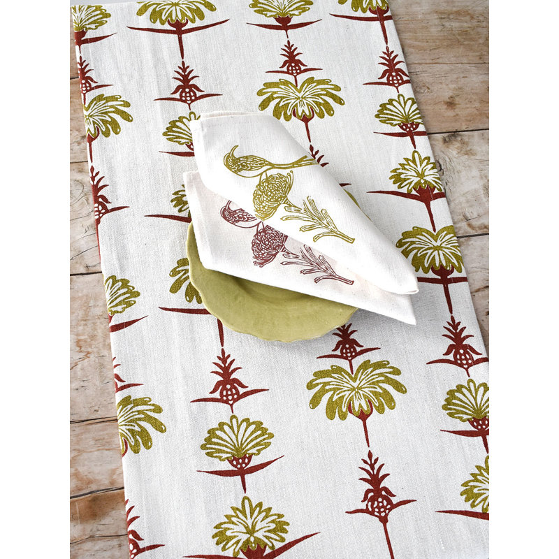 Chemin de table French Home Tropical - Cramoisi et chartreuse, Cramoisi / chartreuse
