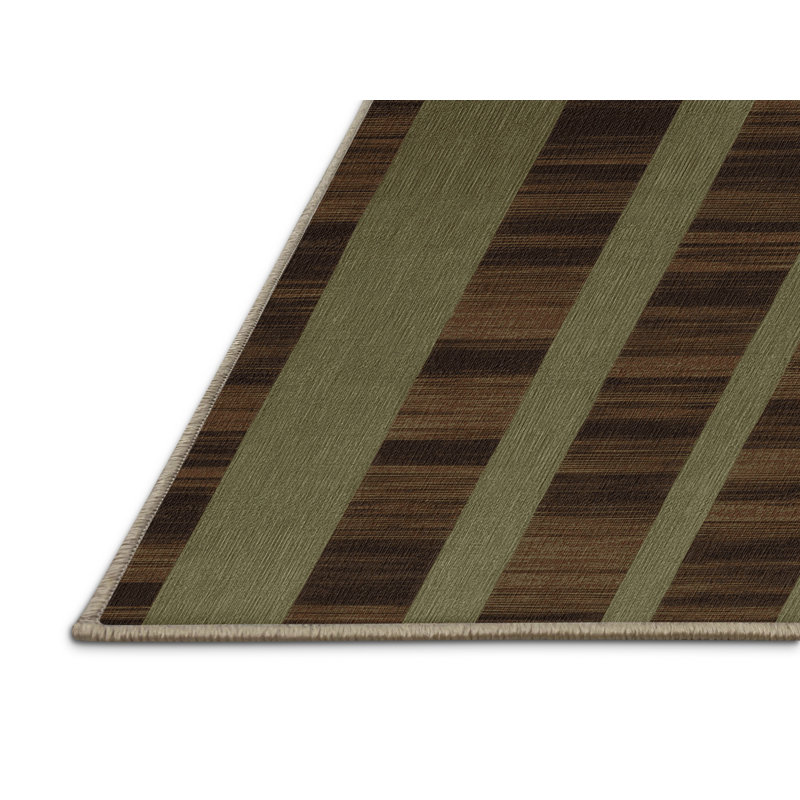 Tapis brun à carreaux lavable à la machine, Rond 5 pi