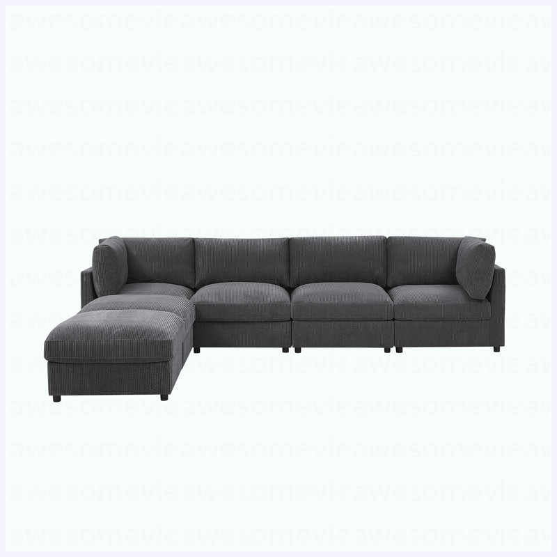 Corduroy Reversible Modular Sectional Sofa, Convertible L-Shaped Couch with Deep Seats for Living Room Small Space