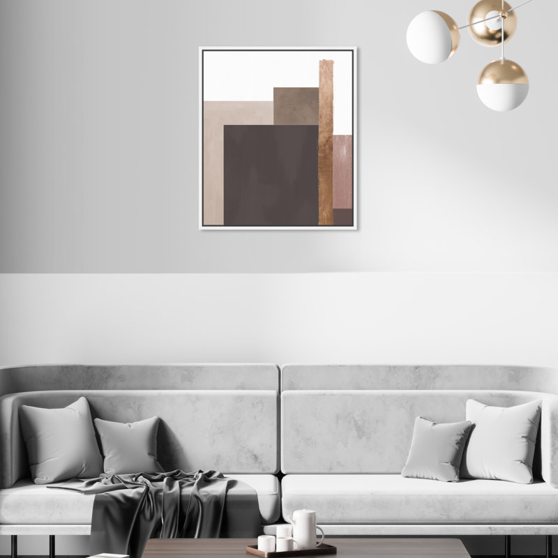 «Abstract Me Boheme Neutral Copper Geometric», reproduction d'art sur toile, Toile blanche encadrée
