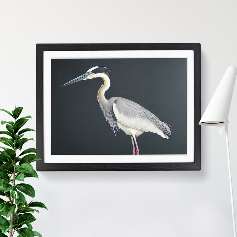 Awesome Heron Bird - Framed Print, Black, 25cm H x 34cm W x 2cm D