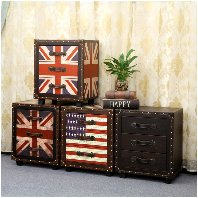 Anisten Retro Bedside Table Rustic Living Room Side A Few Solid Wood