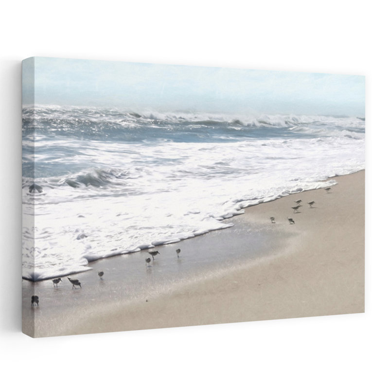Sandpipers Abstract Bird Coastal Art, 16" H x 24" W