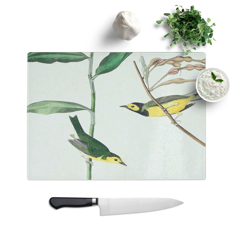 Glass Hooded Warbler Birds by John James Audubon Chopping Board, 39 cm W x 28.5 cm L