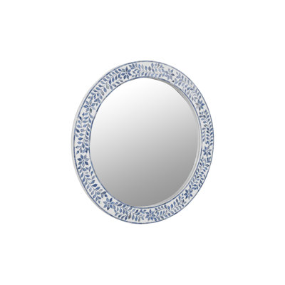 Miroir rond 34 po Blue Leaf
