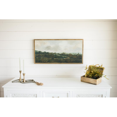 The Inspired Home Collection Wandering Trails Abstract Landscape Wood Framed Wall Art Sign