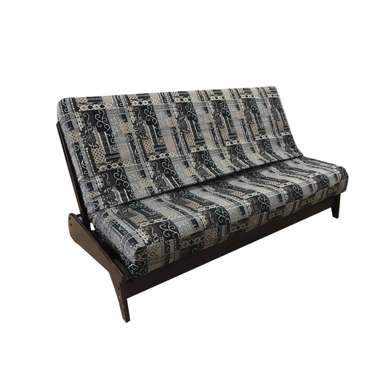 Housse de futon texturée Cynthia, Mélange de polyester taupe / noir / or, H 54 po x l 75 po x P 6 po