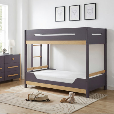 Lit superposé Abington 41,5 po en bois, de style moderne et contemporain, avec barrières de sécurité pleine longueur et échelle intégrée