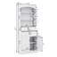 Armoire de rangement de salle de bain avec 2 portes, tiroirs, tablette réglable et 3 tablettes ouvertes, pour la salle de bain, la cuisine, le salon