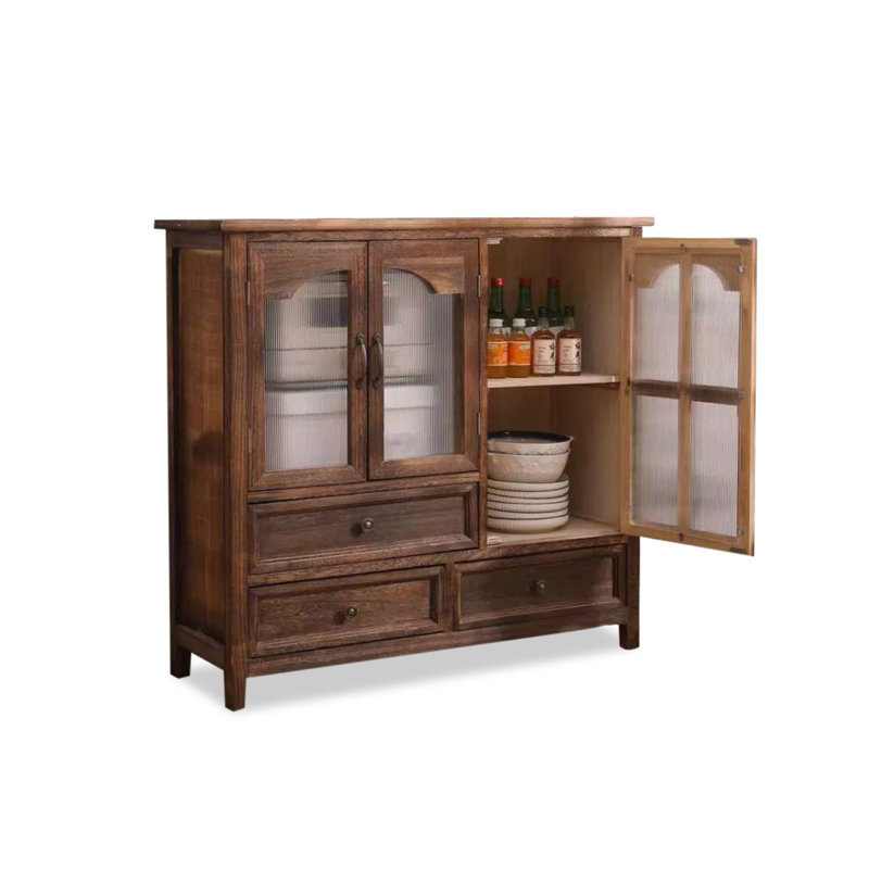Dark Coffee Solid Wood Sideboard, Dark Coffee