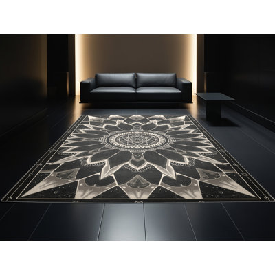 Tapis lavable à la machine à motif géométrique d'inspiration mondiale Bartow