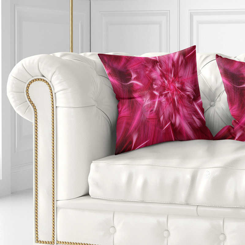 Feux d'artifice rotatifs - coussin à imprimé floral, 16 po x 1 po, Coussin décoratif, Rose