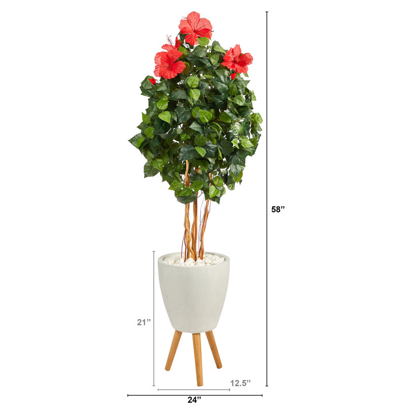 58'' Faux Flowering Tree in Clay Planter