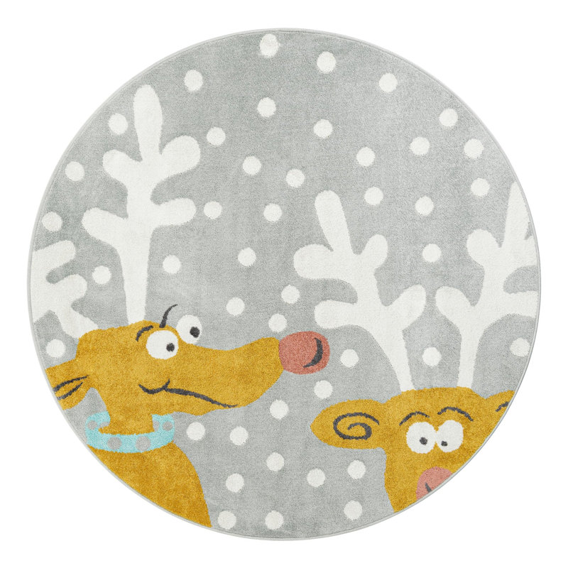 Tapis pour enfant Unique Loom Reindeers Whimsy, Rond 6 pi 1 po