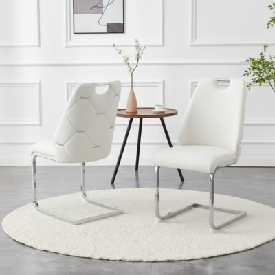Ensemble de 2 chaises de salle à manger rembourrées modernes avec dossier haut et détails décoratifs en métal pour la cuisine, la salle à manger ou le siège de bureau