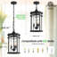 Luminaire suspendu rond en fer 16 po noir sable avec abat-jour en verre bullé - idéal pour les espaces couverts, les brises et les porches