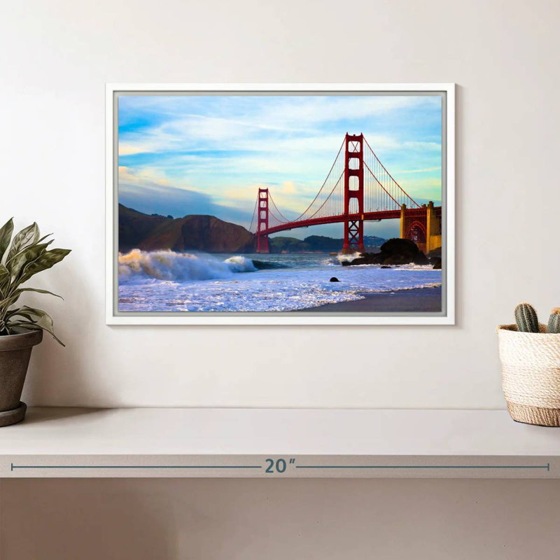 Golden Gate Bridge, San Francisco, Cadre flottant blanc, 13 po x 9 po